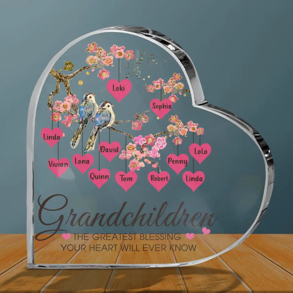 Personalized Grandma Crystal Heart - Gift Idea For Grandma - Up to 12 Kids - Your Heart Will Ever Know
