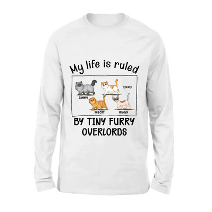 Personalized Cat T-shirt/Hoodie - Gift Idea For Cat Lovers - My Life Is Ruled By Tiny Furry Overlords