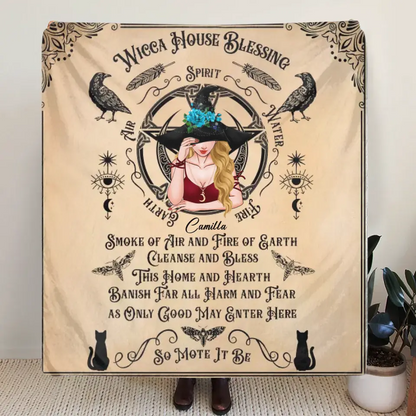 Personalized Witch Quilt/Fleece Throw Blanket - Halloween Gift Idea For Witch Lovers - Wicca House Blessing