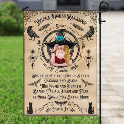 Personalized Witch Flag Sign - Halloween Gift Idea For Witch Lovers - Wicca House Blessing