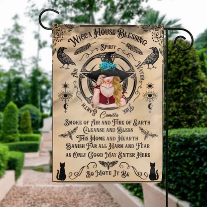 Personalized Witch Flag Sign - Halloween Gift Idea For Witch Lovers - Wicca House Blessing