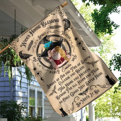 Personalized Witch Flag Sign - Halloween Gift Idea For Witch Lovers - Wicca House Blessing