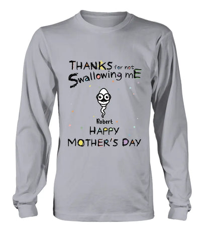 Personalized Sperms Shirt/Hoodie - Gift Idea For Mother's Day - Up to 10 Sperms - Thanks For Not Swallowing Us