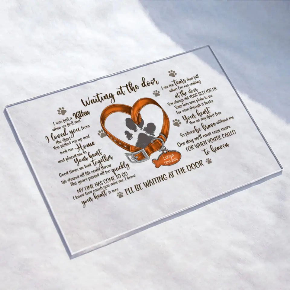 Personalized Memorial Cat Pawprints Acrylic Plaque - Gift Idea For Cat Lover - I Was Just A Kitten