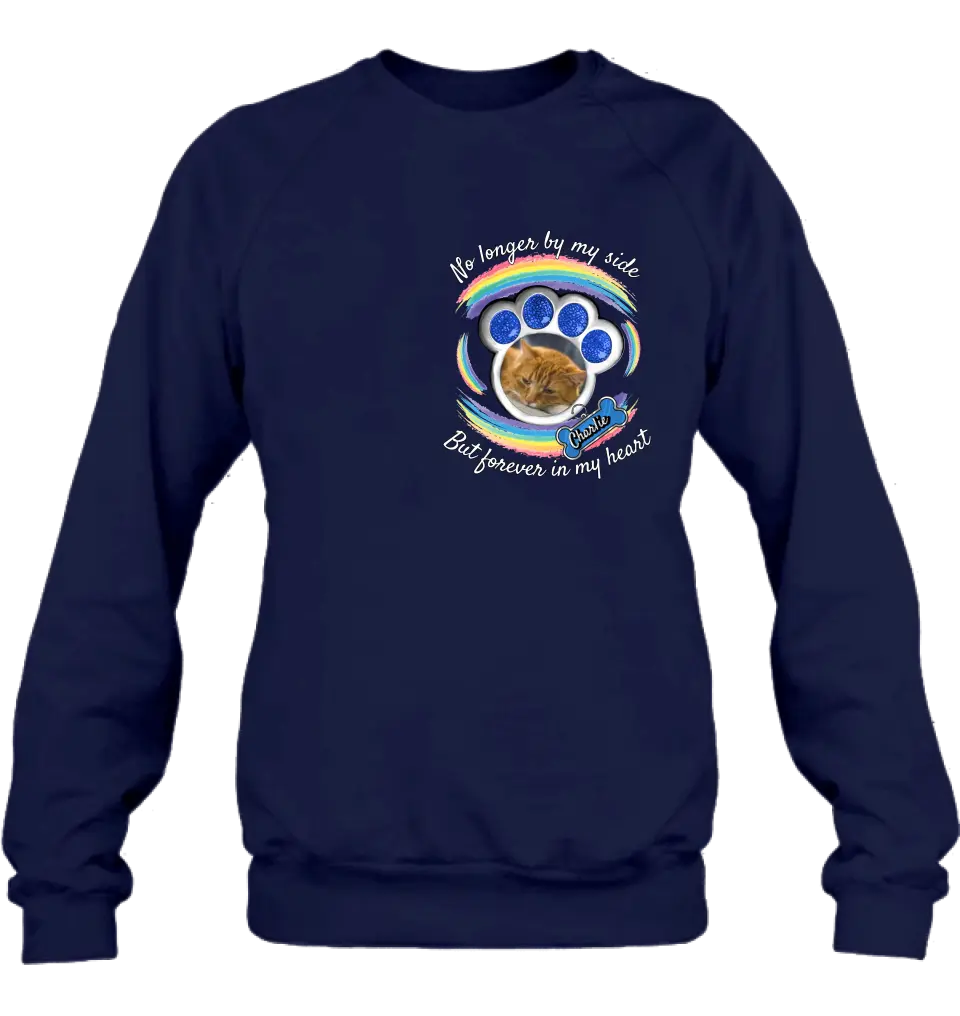 Personalized Memorial Pet Photo Shirt/Hoodie - Upload Photo - Gift Idea For Cat/Dog Lover/Mother's Day/Father's Day - No Longer By My Side But Forever In My Heart