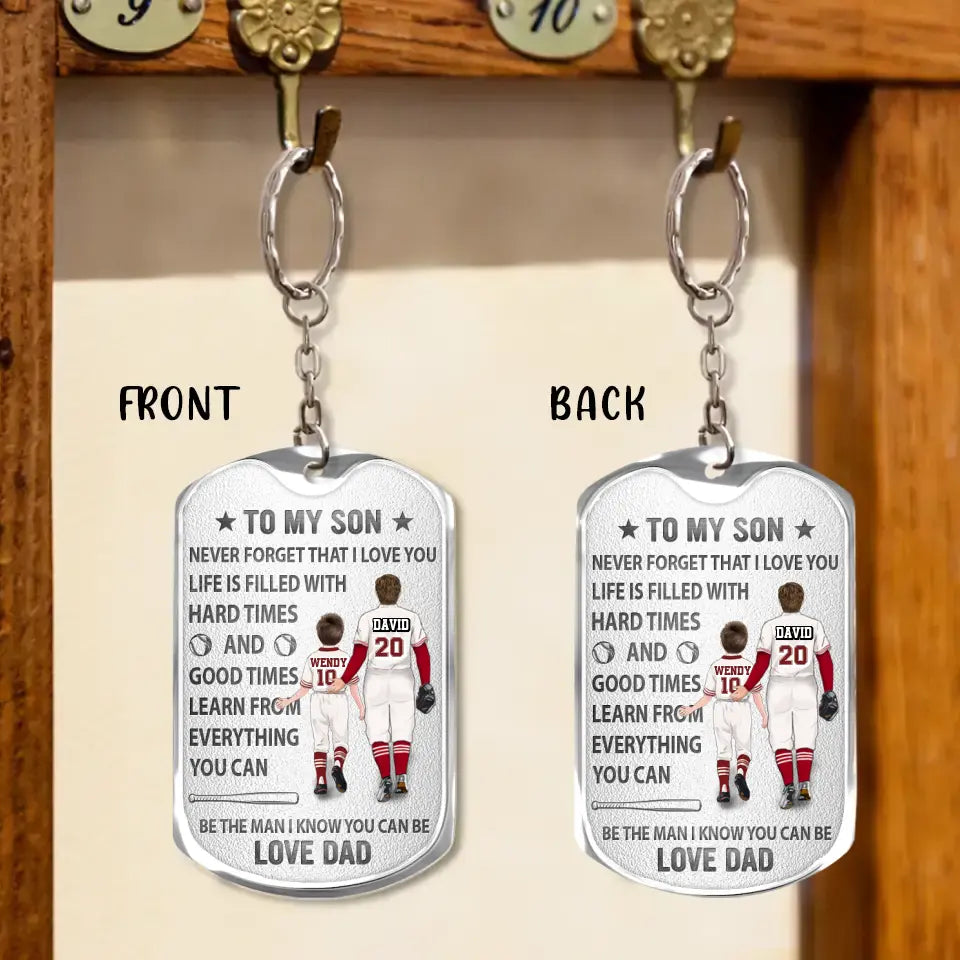 Personalized To My Son Aluminum Keychain - Gift Idea For Son/Father's Day - Never Forget That I Love You
