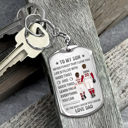 Personalized To My Son Aluminum Keychain - Gift Idea For Son/Father's Day - Never Forget That I Love You