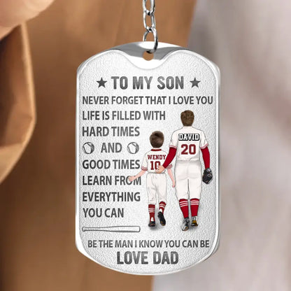 Personalized To My Son Aluminum Keychain - Gift Idea For Son/Father's Day - Never Forget That I Love You