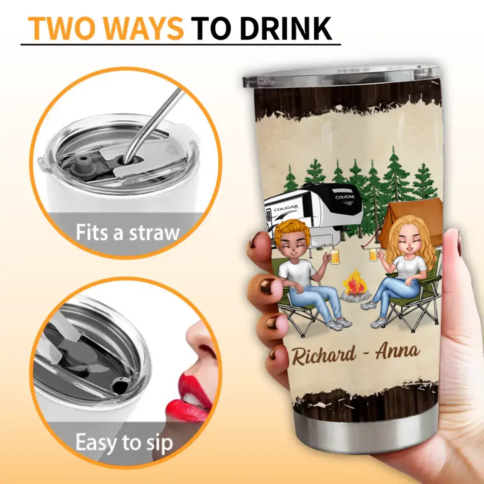 Personalized Camping Friends Tumbler - Best Gift For Camping Lovers/Friends - Up to 7 Friends - Never Drinking Again
