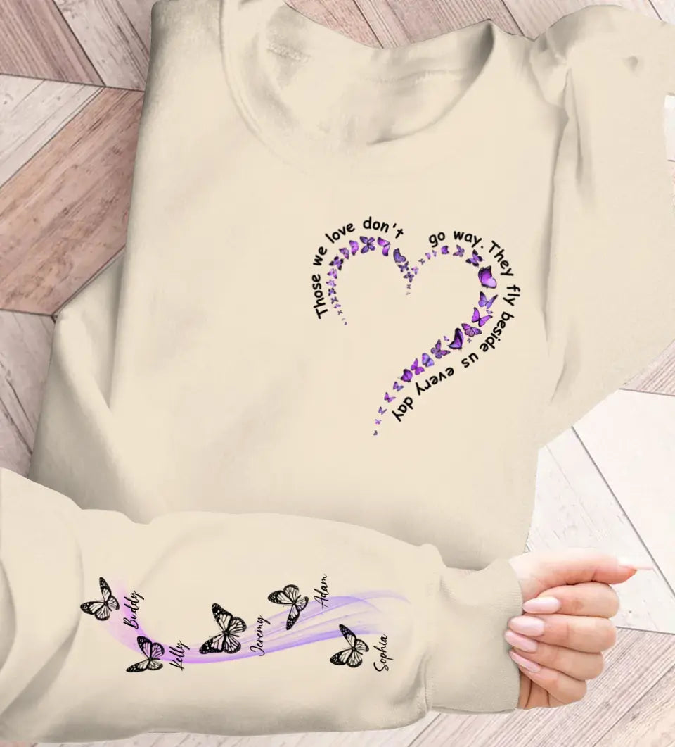 Personalized Butterfly AOP Sweater - Up to 5 Names - Memorial Gift Idea for Mother's Day - Those We Love Don't Go Away They Fly Beside Us Every Day