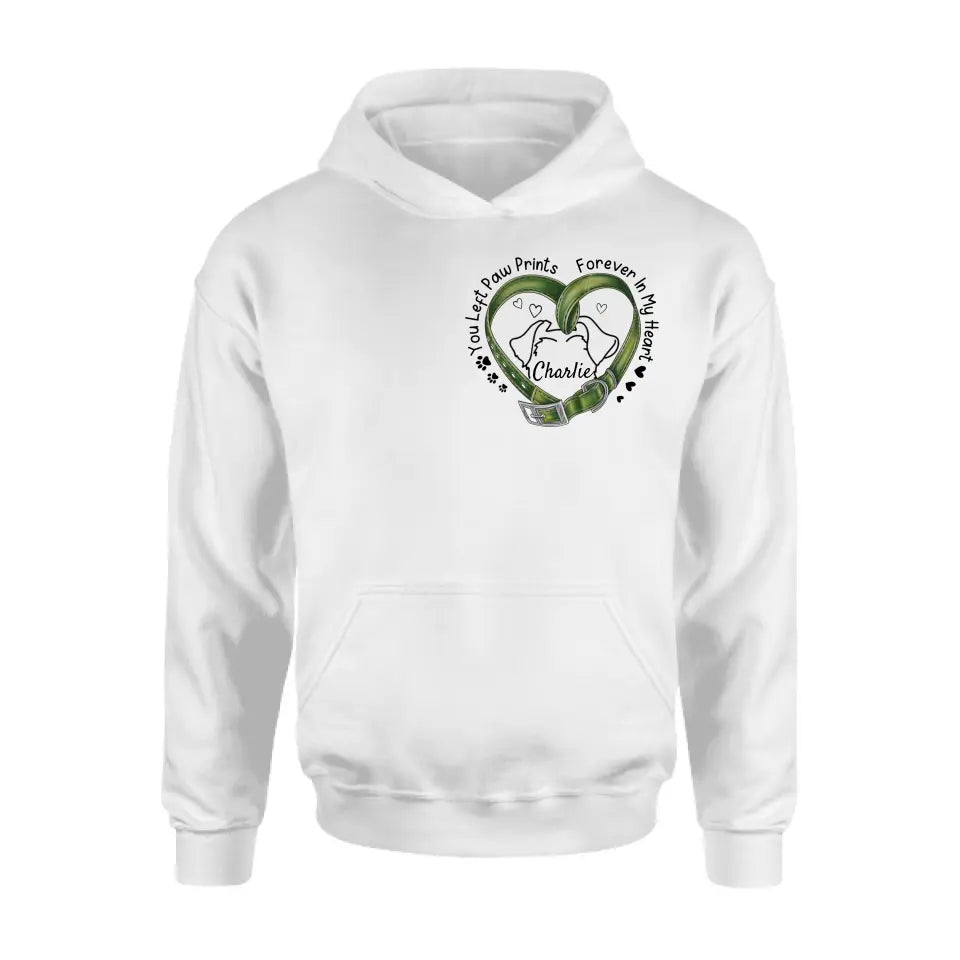Personalized Memorial Dog Collar T-shirt/Hoodie - Gift Idea For Dog Lover/Mother's Day/Father's Day - You Left Paw Prints Forever In My Heart