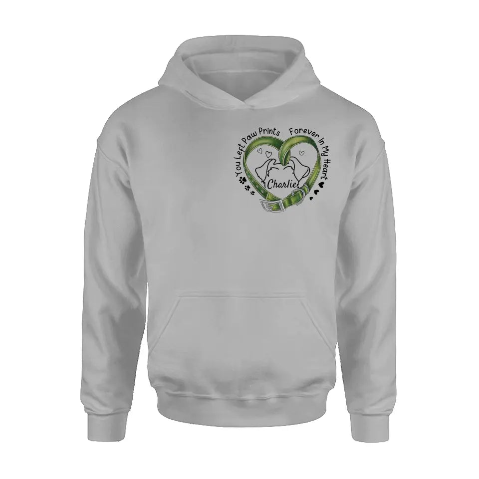 Personalized Memorial Dog Collar T-shirt/Hoodie - Gift Idea For Dog Lover/Mother's Day/Father's Day - You Left Paw Prints Forever In My Heart