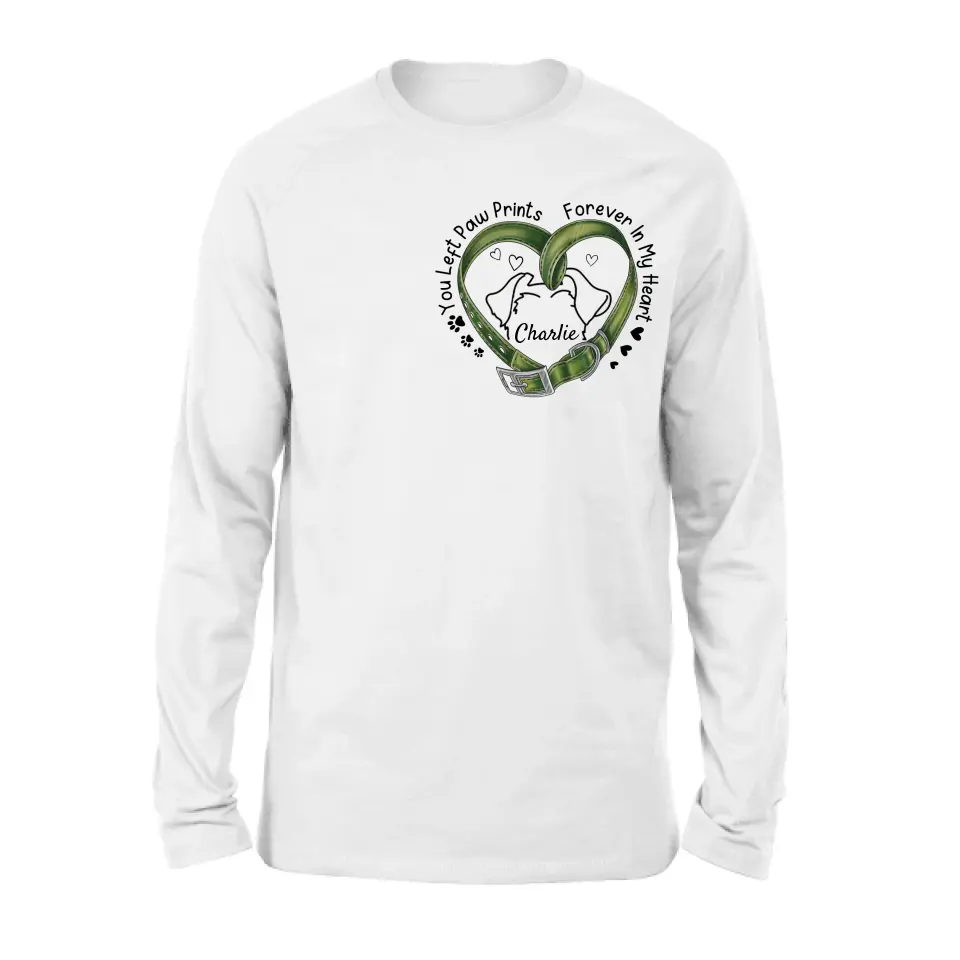 Personalized Memorial Dog Collar T-shirt/Hoodie - Gift Idea For Dog Lover/Mother's Day/Father's Day - You Left Paw Prints Forever In My Heart