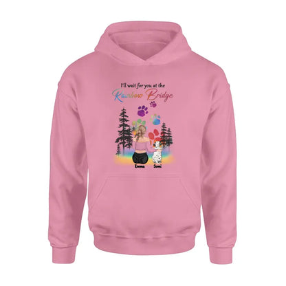 Personalized Dog Mom T-shirt/Hoodie - Gift Idea For Dog Lovers/Mother's Day - Up to 5 Dogs - I'll Wait For You At The Rainbow Bridge