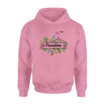 Personalized Grandma Flower Butterfly Shirt/Hoodie - Up to 10 Kids/Grandkids - Mother's Day Gift Idea For Grandma/Mom