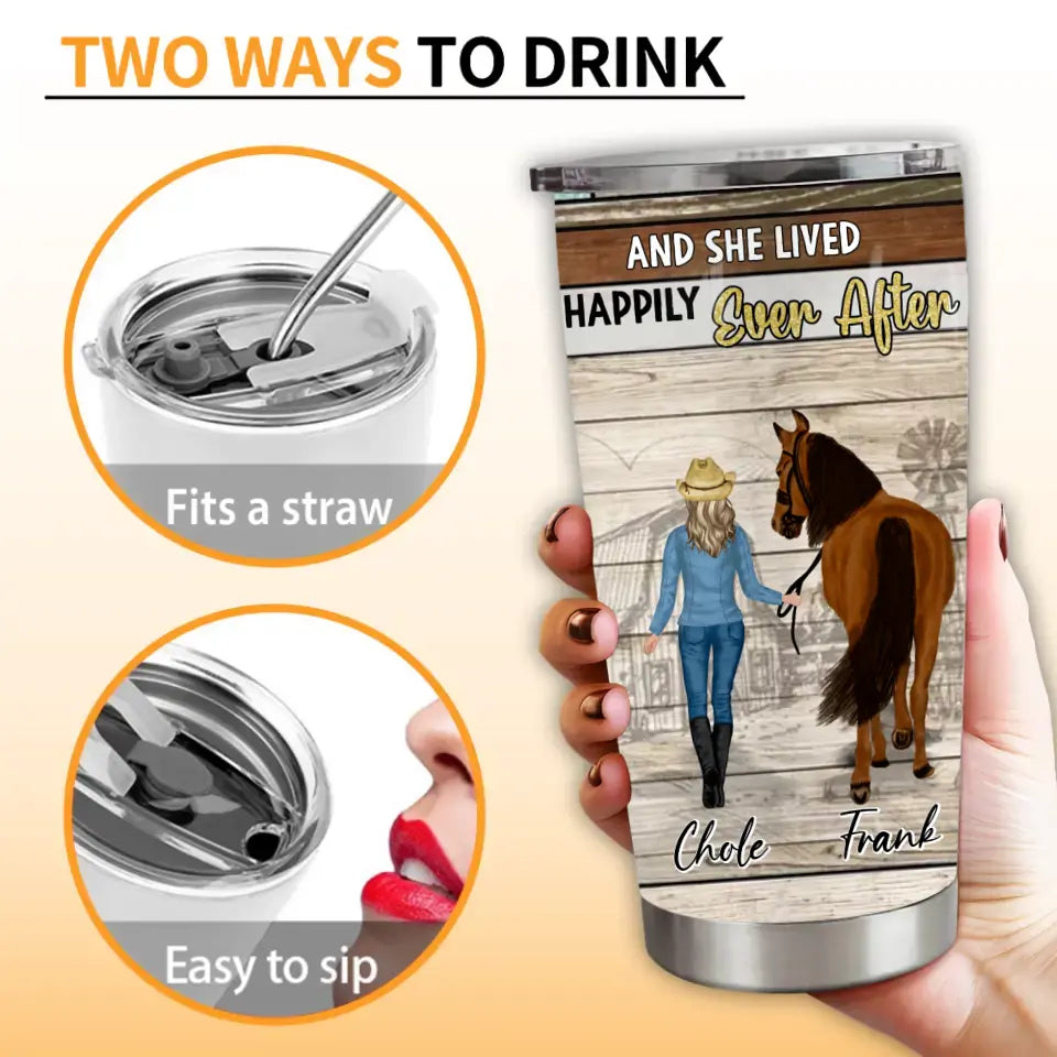 Personalized Horse Girl Tumbler - Up to 4 Horses - Gift Idea For Horse Lover - Just A Girl Who Loves Horses