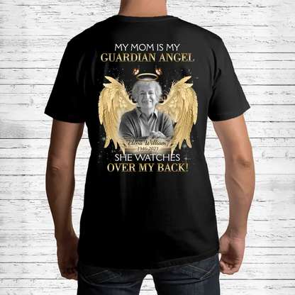 Personalized Memorial Mom/Dad T-shirt/Hoodie - Upload Photo - Memorial Gift Idea For Family Member - My Mom Is My Guardian Angel