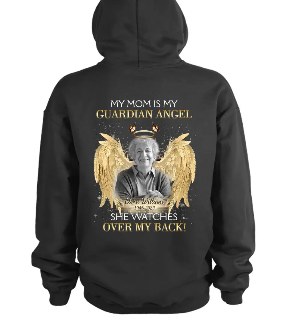 Personalized Memorial Mom/Dad T-shirt/Hoodie - Upload Photo - Memorial Gift Idea For Family Member - My Mom Is My Guardian Angel