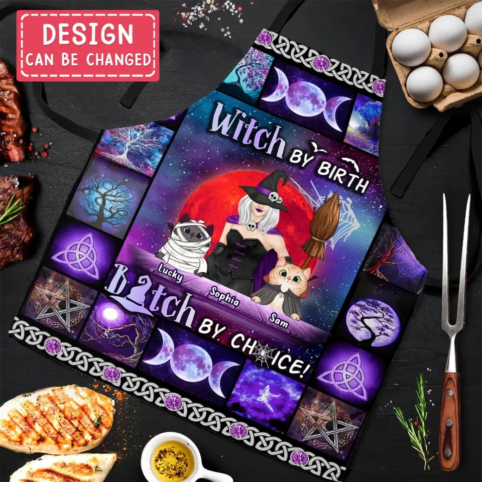 Personalized Witch Pocketless Apron - Up to 4 Cats/Dogs - Gift Idea for Mother's Day/Dog/Cat Lovers - Witch By Birth