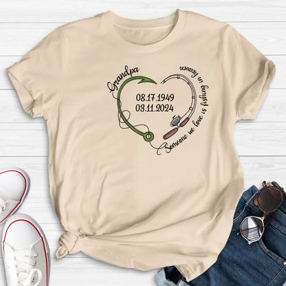 Personalized Memorial Fishing T-shirt/Hoodie - Gift Idea For Fishing Lovers - Someone We Love Is Fishing In Heaven