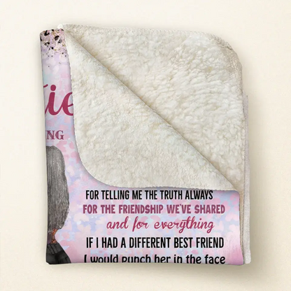 Personalized Besties Quilt/Fleece Throw Blanket - Gift Idea For Best Friends - Thank You For Putting Up With Me