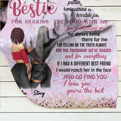 Personalized Besties Quilt/Fleece Throw Blanket - Gift Idea For Best Friends - Thank You For Putting Up With Me