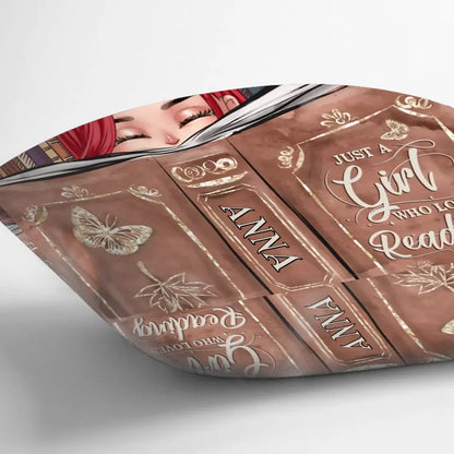 Personalized Reading Girl Pillow Cover - Gift Idea For Book Lover - Just A Girl Who Loves Reading