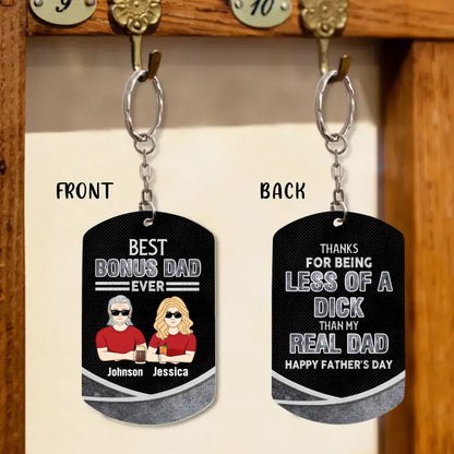 Personalized Bonus Dad Aluminum Keychain - Gift Idea For Dad/Father's Day - Best Bonus Dad Ever