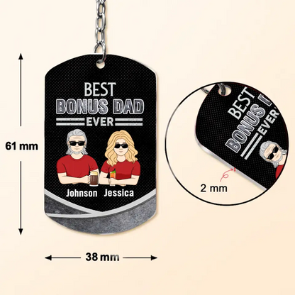 Personalized Bonus Dad Aluminum Keychain - Gift Idea For Dad/Father's Day - Best Bonus Dad Ever