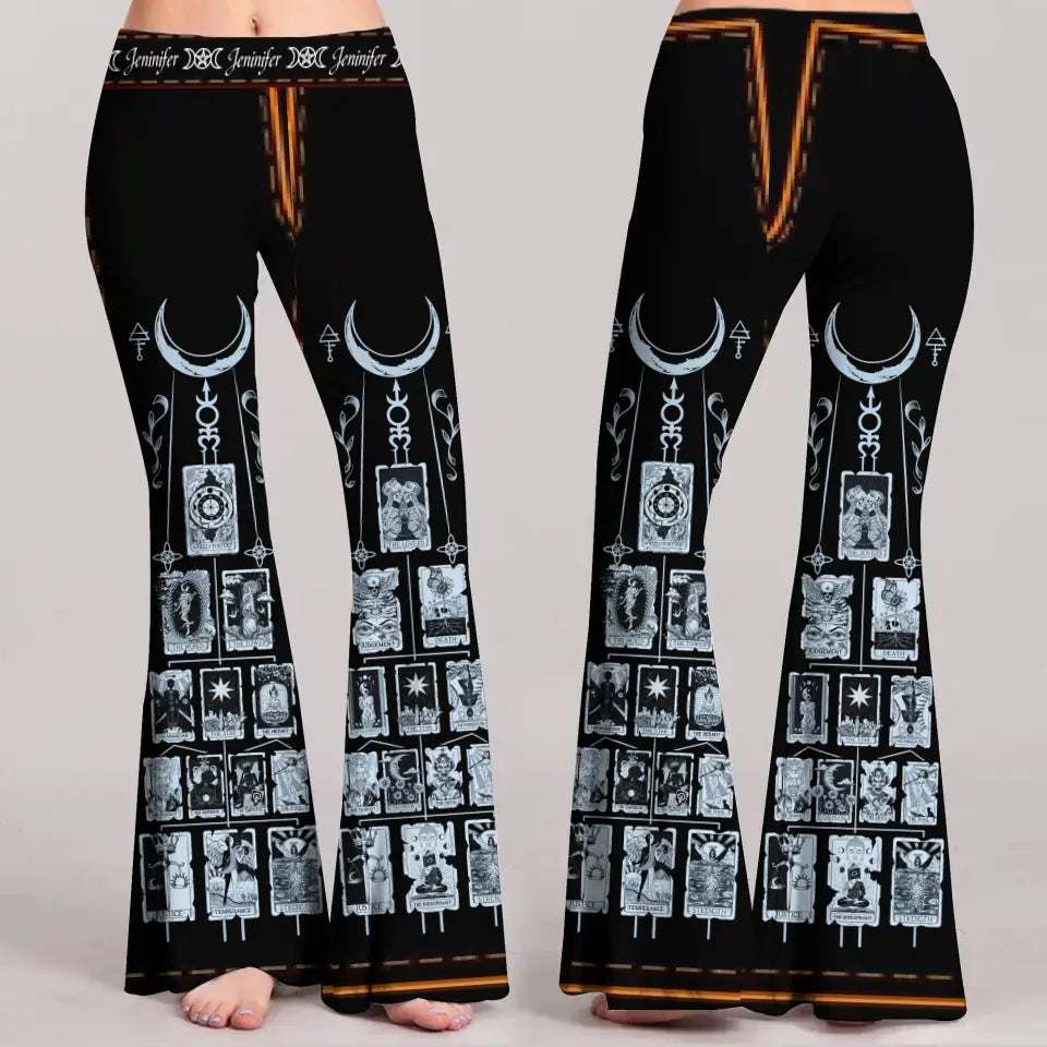 Personalized Tarot Card Women's Skinny Flare Pants - Gift Idea for Tarot Lovers/Mother's Day