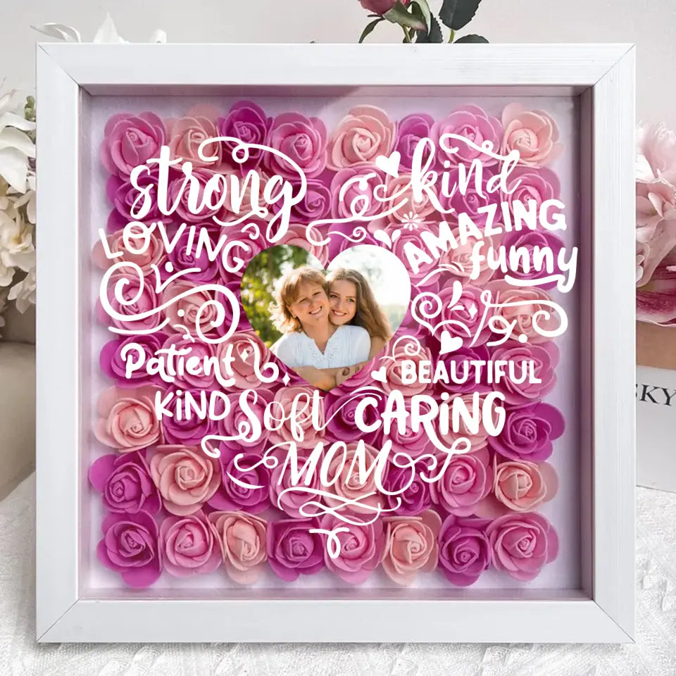 Personalized Mother Flower Shadow Box - Upload Photo - Mother's Day Gift Idea