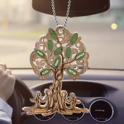 Personalized Tree Of Life Mom Aluminum Car Ornament - Mom With Up to 5 Children - Mother's Day Gift For Mom