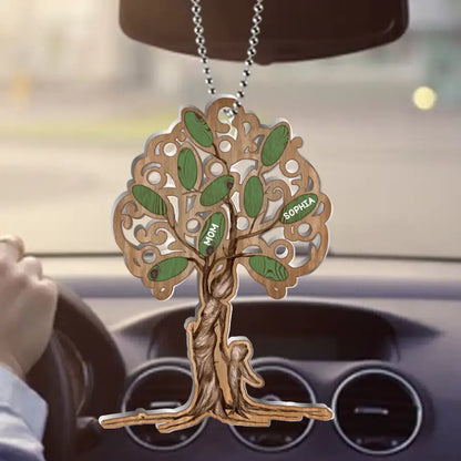 Personalized Tree Of Life Mom Aluminum Car Ornament - Mom With Up to 5 Children - Mother's Day Gift For Mom