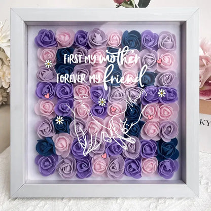 Personalized Mother & Daughter Flower Shadow Box - Mother's Day Gift Idea - First My Mother Forever My Friend