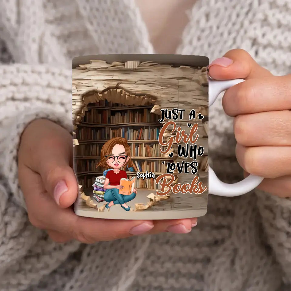 Personalized Reading Girl Coffee Mug - Gift Idea For Book Lover - Just A Girl Who Loves Books