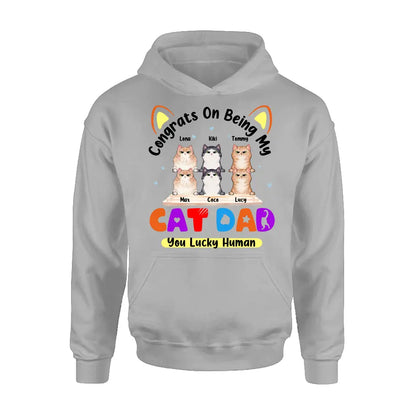 Personalized Cat T-shirt/Hoodie - Up to 6 Cats - Gift Idea For Cat Lover/Mother's Day/Father's Day - Congrats On Being My Cat Dad