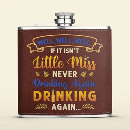 Personalized Camping Leather Flask - Gift Idea For Camping Lovers - If It Isn't Miss Never Drinking Again Drinking Again