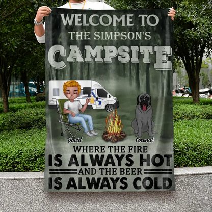 Personalized Camping Flag Sign - Gift Idea for Camping Lovers - Welcome To Campsite