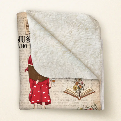 Personalized Reading Girl Quilt/Fleece Throw Blanket/Pillow Cover - Gift Idea For Book Lover - Just A Girl Who Loves Books