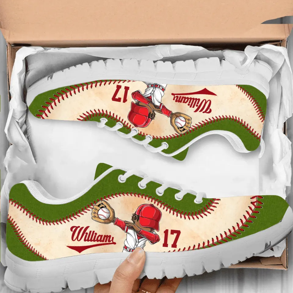 Personalized Baseball Sneakers - Gift Idea For Baseball Lover/Birthday/Father's Day