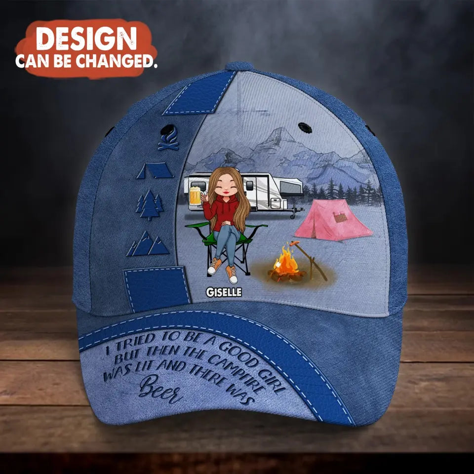 Personalized Camping Baseball Cap - Mother's Day Gift Idea for Camping Lovers - I Tried To Be A Good Girl