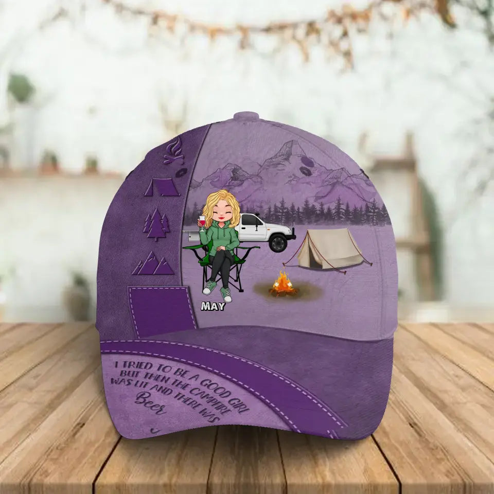 Personalized Camping Baseball Cap - Mother's Day Gift Idea for Camping Lovers - I Tried To Be A Good Girl