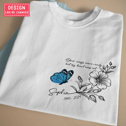 Personalized Memorial Butterfly Shirt/Hoodie - Gift Idea For Loss Of Family Member - A Piece Of My Heart Lives In Heaven
