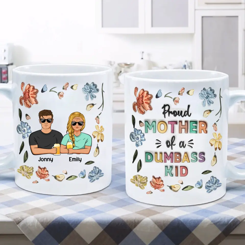 Personalized Mother Coffee Mug -  Mom With Up to 3 Children - Mother's Day Gift Idea - Proud Mother Of A Few Kids