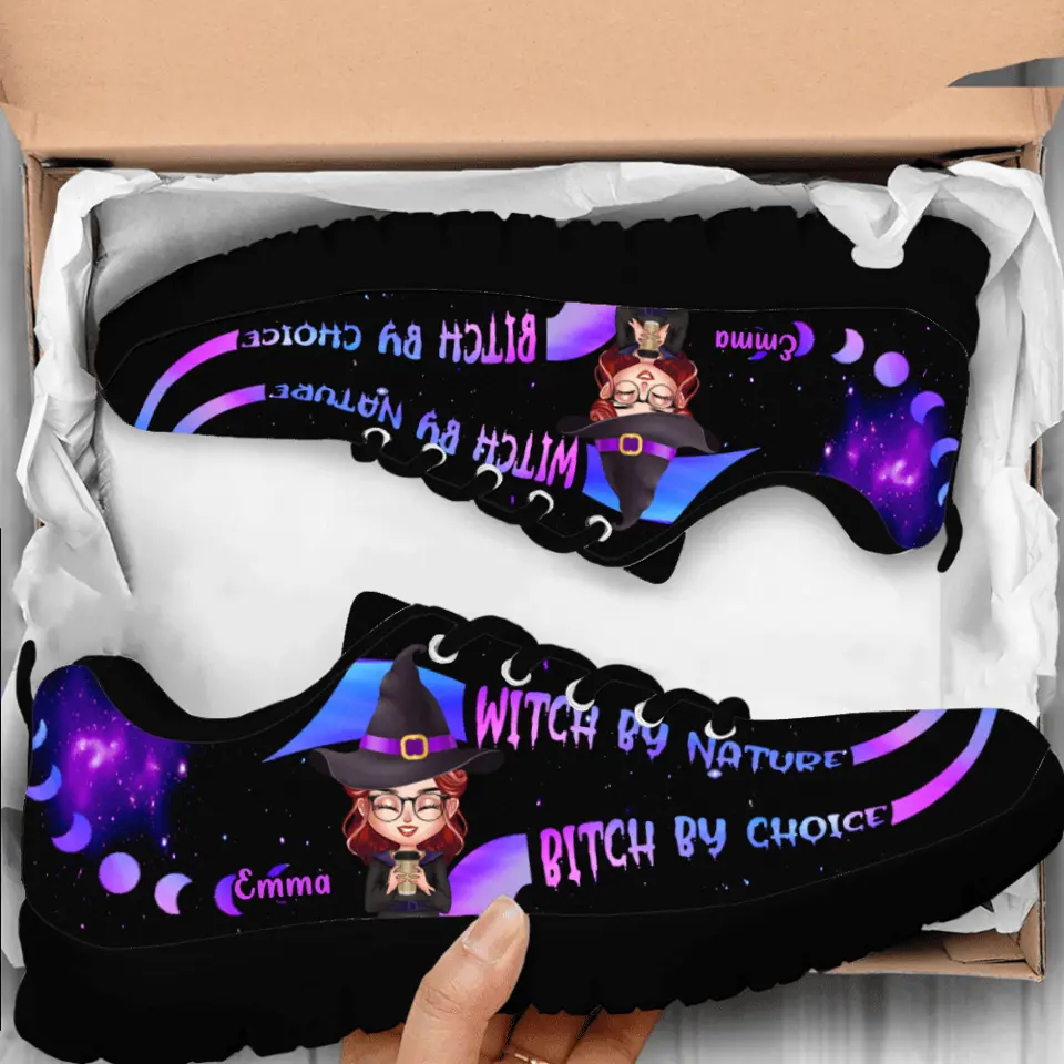 Personalized Witch Sneakers - Gift for Halloween - Witch By Nature Bitch By Choice
