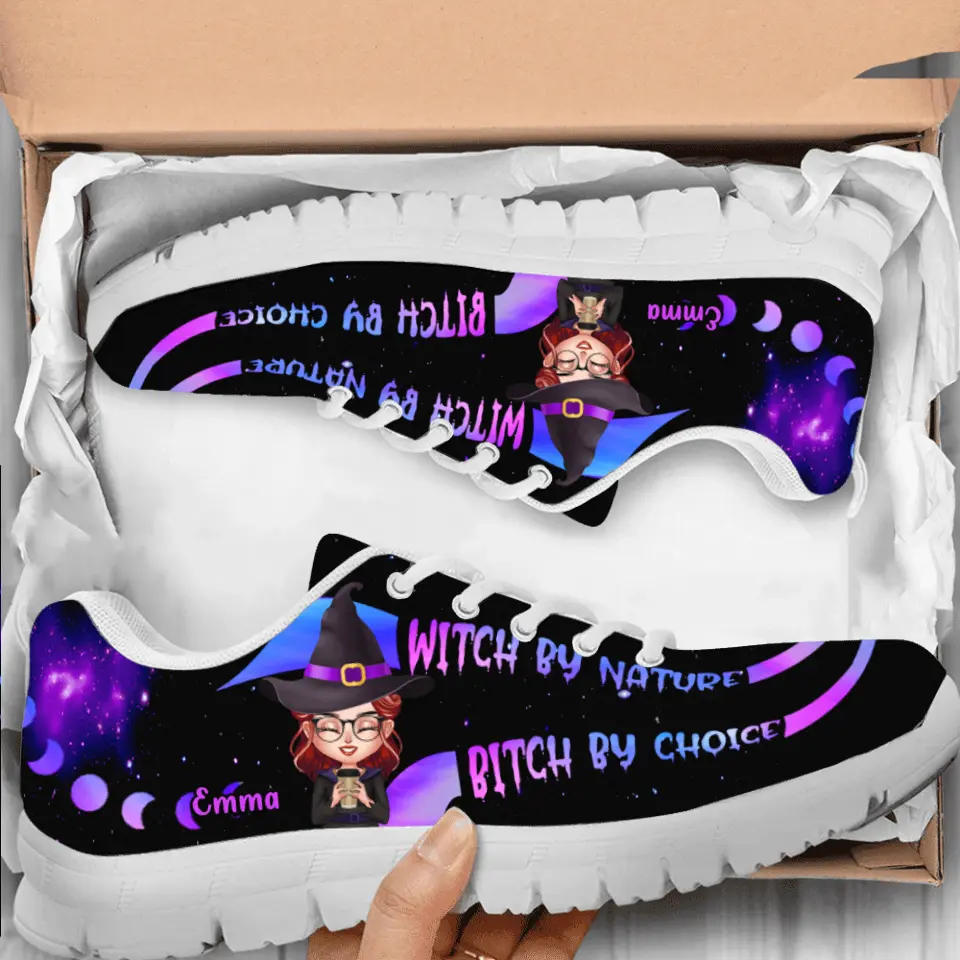 Personalized Witch Sneakers - Gift for Halloween - Witch By Nature Bitch By Choice