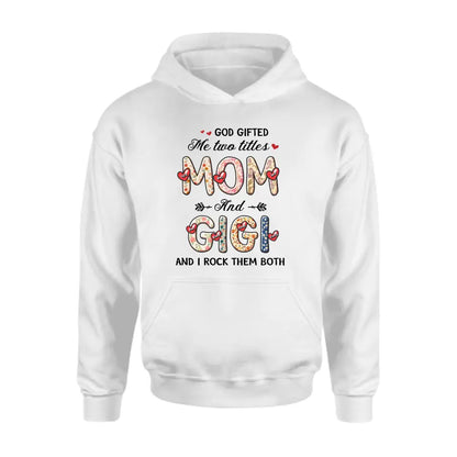 Personalized Grandma Shirt/Hoodie - Up to 7 Kids & 7 Grandkids - Mother's Day Gift Idea for Grandma/Mom  - God Gifted Me Two Titles