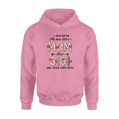 Personalized Grandma Shirt/Hoodie - Up to 7 Kids & 7 Grandkids - Mother's Day Gift Idea for Grandma/Mom  - God Gifted Me Two Titles