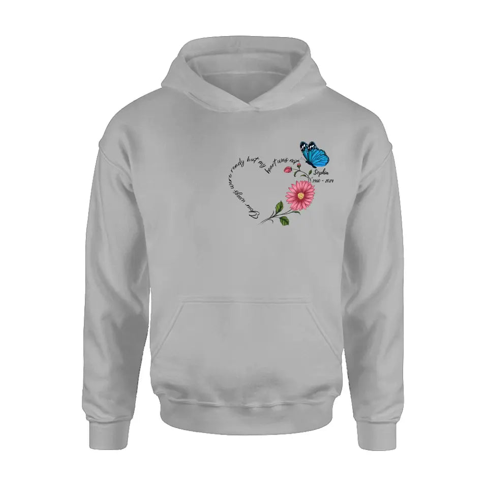 Personalized Memorial Shirt/Hoodie - Memorial Gift Idea For Family Member/Mother's Day/Father's Day - Your Wings Were Ready But My Heart Was Not
