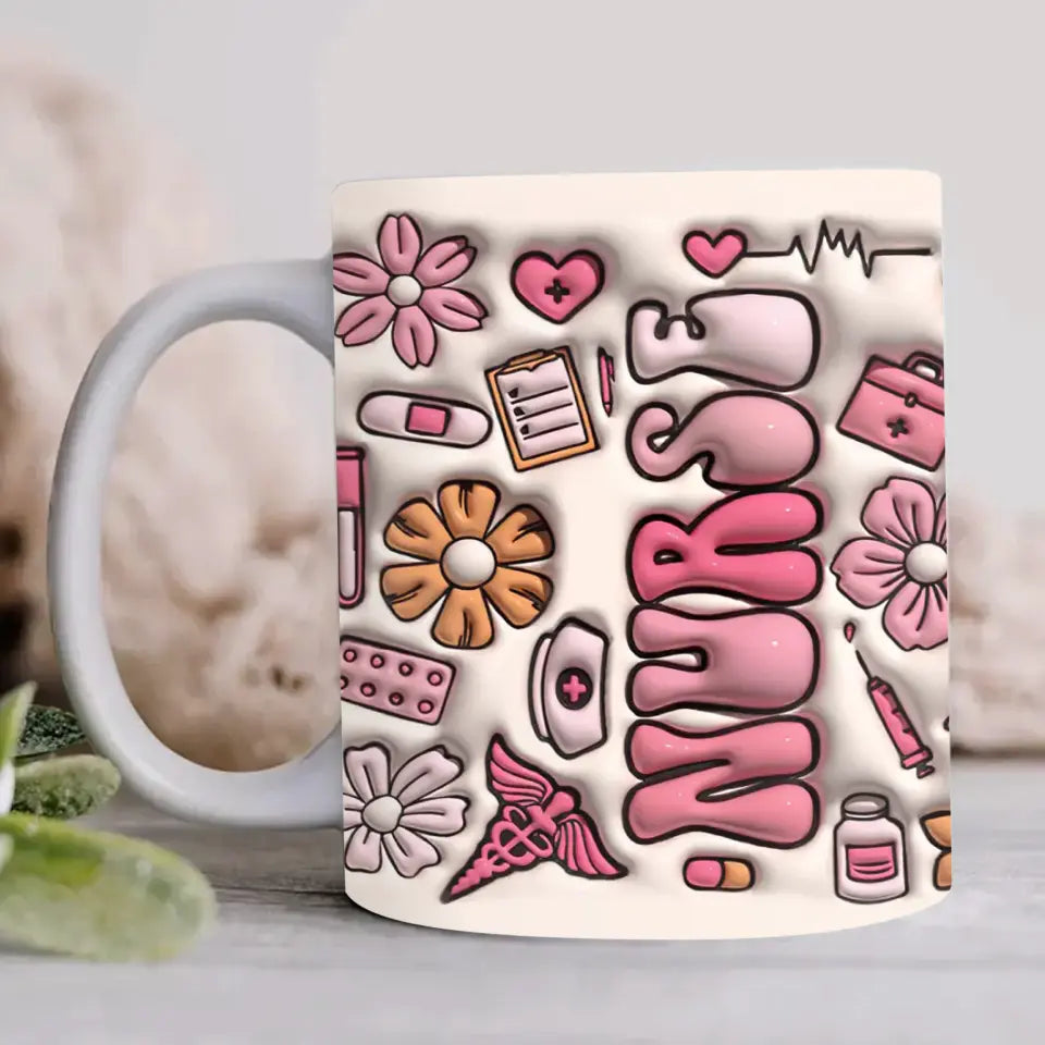 Personalized Nurse Life Healing And Support 3D Inflated Coffee Mug - Gift Idea For Nurse
